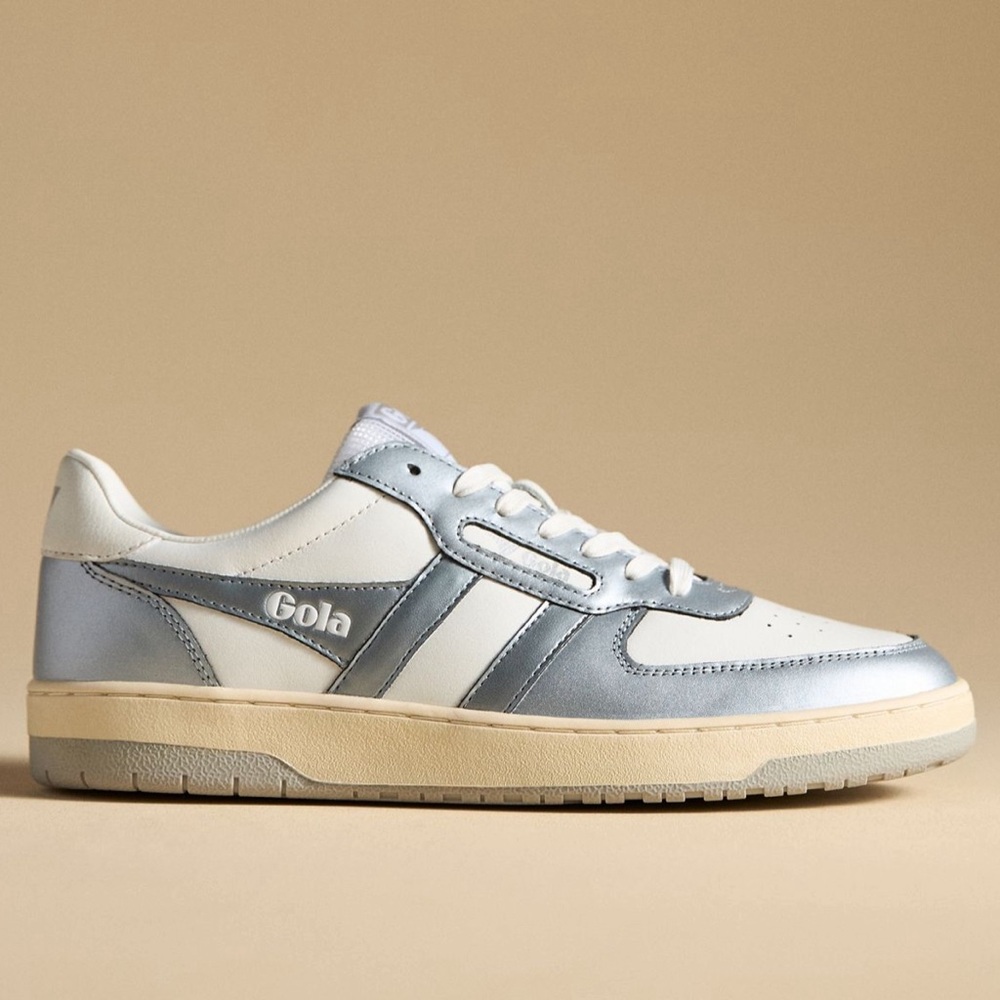 Gola Hawk Metallic Silver and White Sneakers- NIB